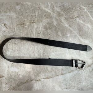 Free People Black Leather Belt with Silver Buckle
